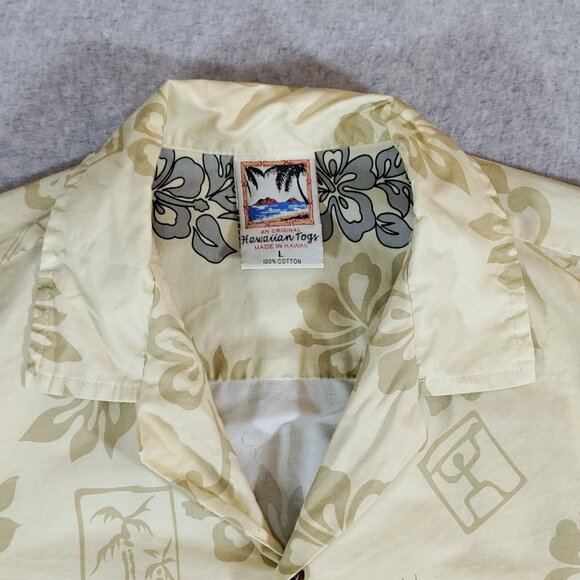 Hawaiian Togs Shirt Mens Large Yellow Maui North Shore Surfing Camp Collar - Picture 3 of 7